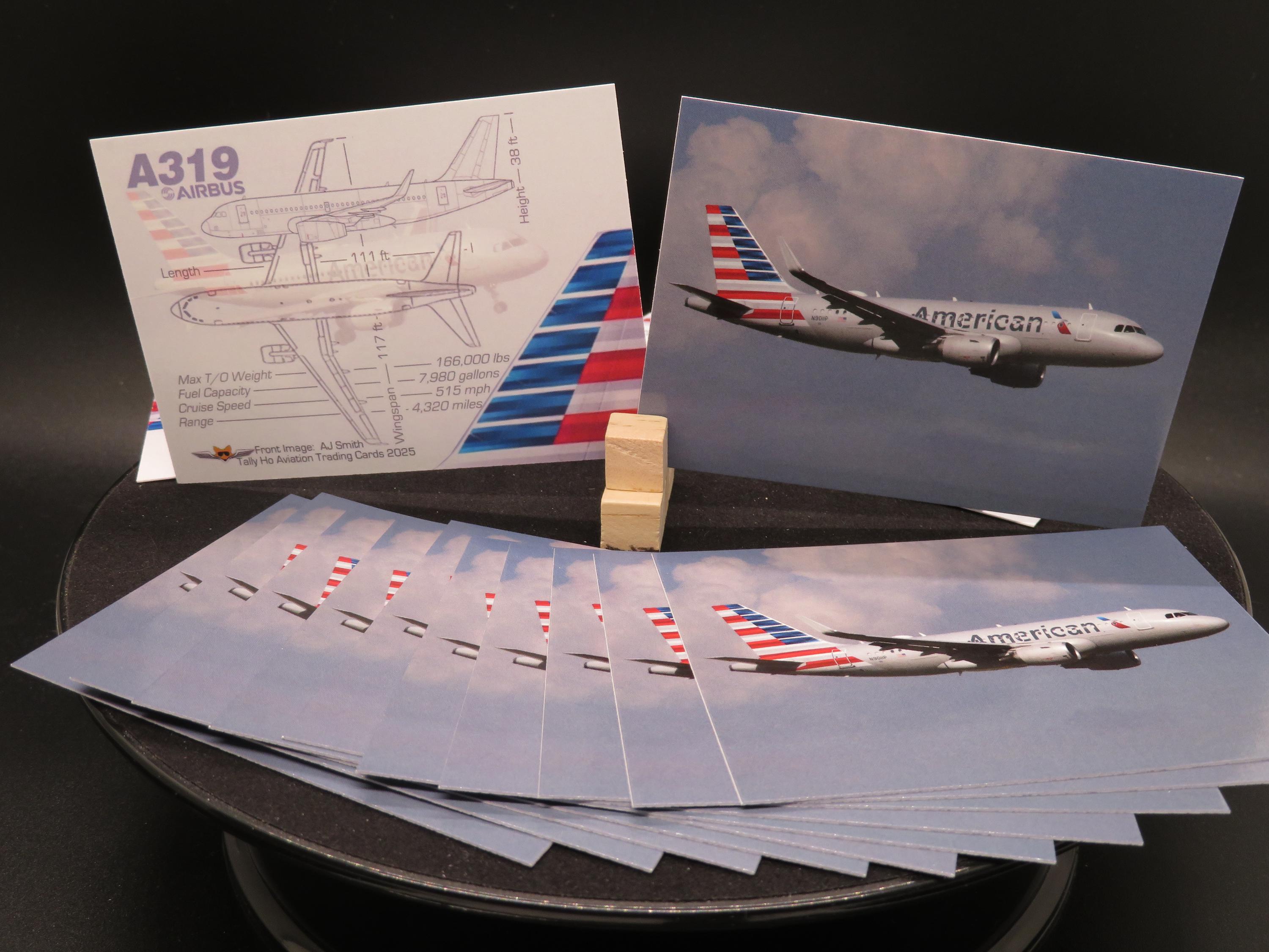 American Airlines Airbus A319 - Set of 25 Aviation Trading Cards