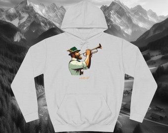 Aufgspuit Trompete Unisex Hoodie, Perfekt zur Lederhose im Biergarten und im Wirtshaus, Super Geschenk für jeden Volksmusik Fan