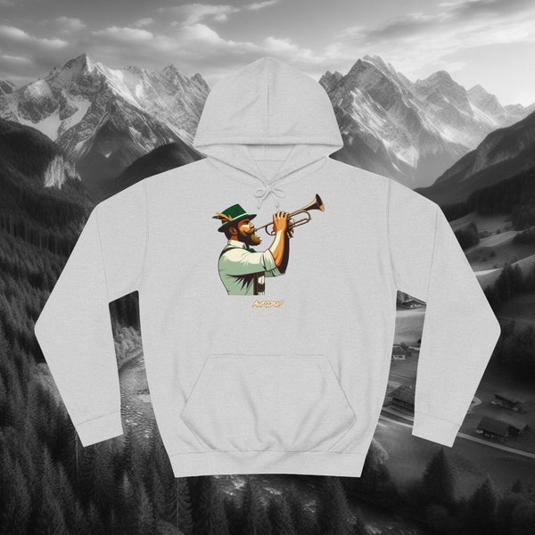 Aufgspuit Trompete Unisex Hoodie, Perfekt zur Lederhose im Biergarten und im Wirtshaus, Super Geschenk für jeden Volksmusik Fan