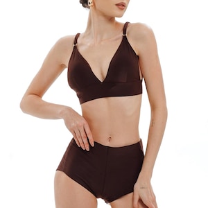 Triangle Bra & High-Waist Shorts Set: Italian Carvico Fabric Pole Dance Wear