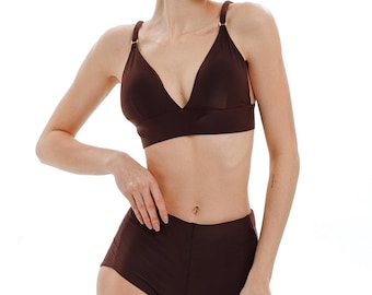Triangle Bra & High-Waist Shorts Set: Italian Carvico Fabric Pole Dance Wear