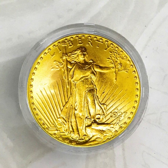 ゴールデンベイトリール豪華セット金コイケ 1927 D SAINT GAUDENS 20 Dollar Gold Plated Coin Commemorative Rare
