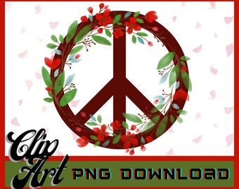 Peace Sign png, Peace png, Flowers png, instant download, png download, sublimation, commercial use, clip art, t-shirt design