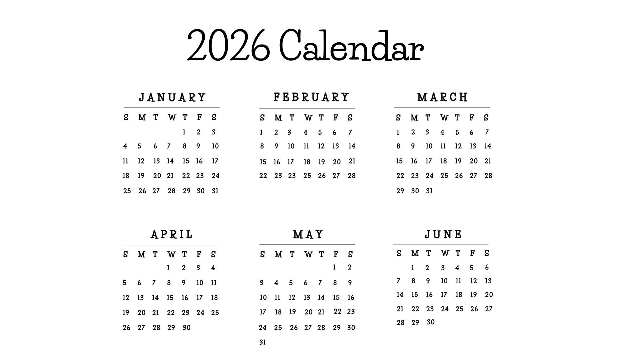 2024-2026 Printable Yearly Calendar Bundle Minimalist Design Instant ...