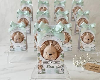 Handmade Lion Candle Favors, Personalized Safari Baby Shower Gift, Jungle Theme Candle