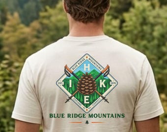 Blue Ridge Mountains Shirt Blue Ridge Parkway Shirt Mens Back Print Hiking Tee North Carolina Shirt Asheville North Carolina Mountain Shirt
