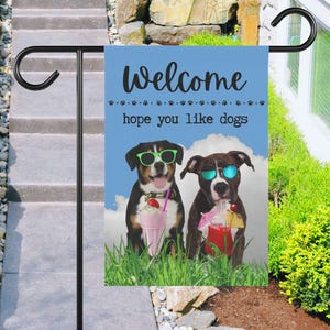 Custom Pet Garden Flag, Welcome Flag, Personalized Pet Garden Flag, Dog Garden Flag, Funny Dog Flag, Dog Mom Gift, Dog Lover Gift, Yard Flag
