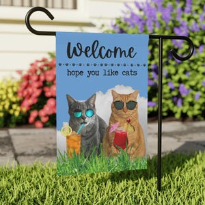 Custom Pet Garden Flag, Welcome Flag, Personalized Pet Garden Flag, Cat Garden Flag, Funny Cat Flag, Cat Mom Gift, Cat Lover Gift, Yard Flag