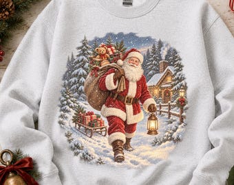 Vintage Santa Christmas Sweatshirt, Old Fashioned Santa Claus Crewneck, Nostalgic Christmas Delivery, Retro Holiday Sweatshirt