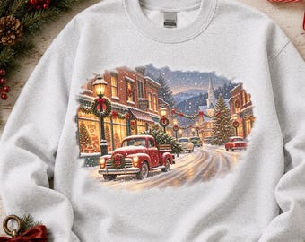 Vintage Christmas Sweatshirt, Small Town Christmas Main Street, Old Fashioned Christmas Crewneck, Nostalgic Holiday Sweatshirt