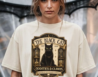 Vintage Halloween Cat Shirt, Salem Black Cat Shirt, Witchy Women Tee, Halloween Gift Ideas, Cat Lovers T-Shirt, Cat Mom Shirt, Cat Familiars
