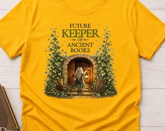 Girls Book Lover Shirt, Gift for Young Readers, Future Keeper of Ancient Books Tee, Fantasy Book Gift for Kids, Future Librarian  Gift