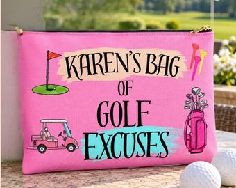 Personalized Golf Makeup Bag, Golf Accessory Bag, Golf Ladies Cocktail Cosmetic Bag, Golf Gifts For Women, Golf Weekend Travel Pouch