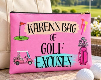 Personalized Golf Makeup Bag, Golf Accessory Bag, Golf Ladies Cocktail Cosmetic Bag, Golf Gifts For Women, Golf Weekend Travel Pouch