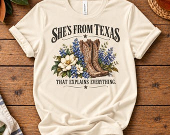 She's From Texas Shirt, Texas T-Shirt, Gift For Texas Lover Shirt, Southern Cowgirl Graphic Tee,Country Concert Tee, Southern Girl Gift
