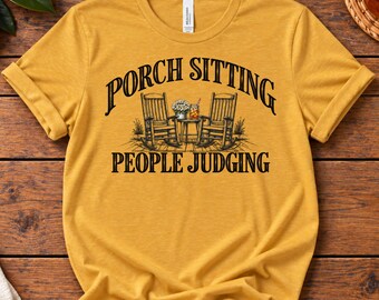 Funny Southern Shirt, Porch Sitting People Judging, Southern Humor T-Shirt, Vintage Rocking Chair Tee, Southern Sayings Gift