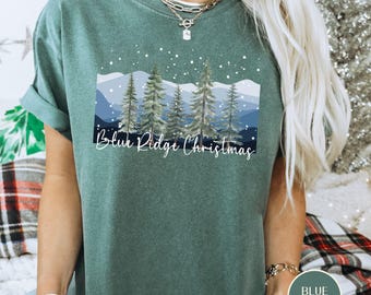 Blue Ridge Mountains Shirt, Christmas Comfort Colors, NC Mountain Shirt, Blue Ridge Parkway, Asheville Shirt, Gift for Her, Plus Size Shirt