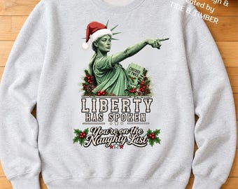 Naughty List Sweatshirt, Sophie Cunningham Christmas Sweatshirt, Lady Liberty Crewneck, Funny Christmas Gift, Holiday Gift for Her