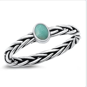 Genuine Turquoise Stone Ring/ Vintage Western Turquoise Ring/ Size 6 to 9 / 925 Sterling Silver / Dainty Boho Jewelry/ Western Ring