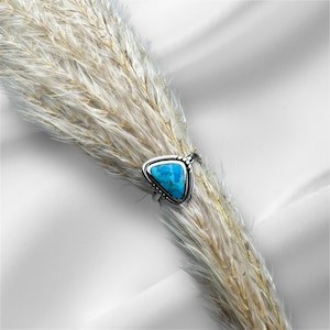 Turquoise Sterling Silver Ring | Genuine Turquoise Stone Jewelry | Boho Statement Ring | Dainty Silver Ring for Women