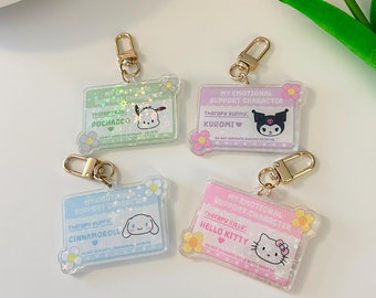 Sanri Keychain | Emotional Support Keychain | Cute Holographic Keychain | Emotional Support Animal | Kawaii Phone Charm