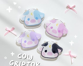 Cow Phone Grip, Moon Cow Phone Grip, Kawaii Phone Grip, Accessory, Holder, Charm, Kindle Stand, Griptok