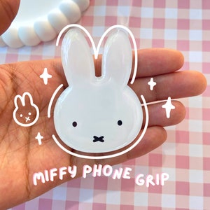 Bunny Rabbit Phone Grip, Miffy Phone Holder, Kawaii Phone Grip, Accessory, Holder, Charm, Kindle Stand