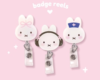 Bunny Rabbit Retractable ID Badge Reel / Doctor / Nurse / Medical Worker / Coworker