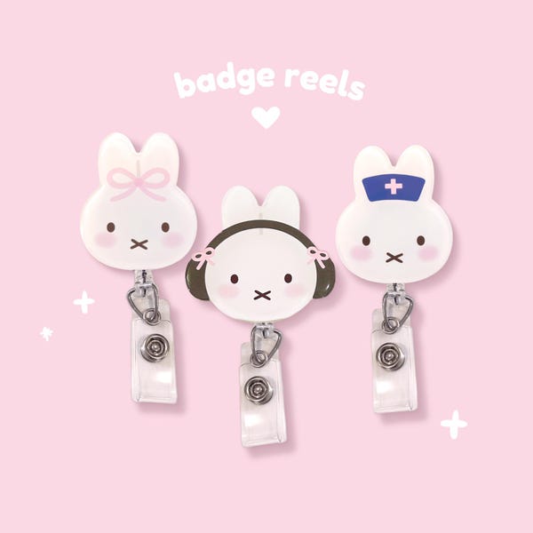 Portatarjetas de identificación retráctil con forma de conejo / Médico / Enfermera / Trabajador sanitario / Compañero de trabajo