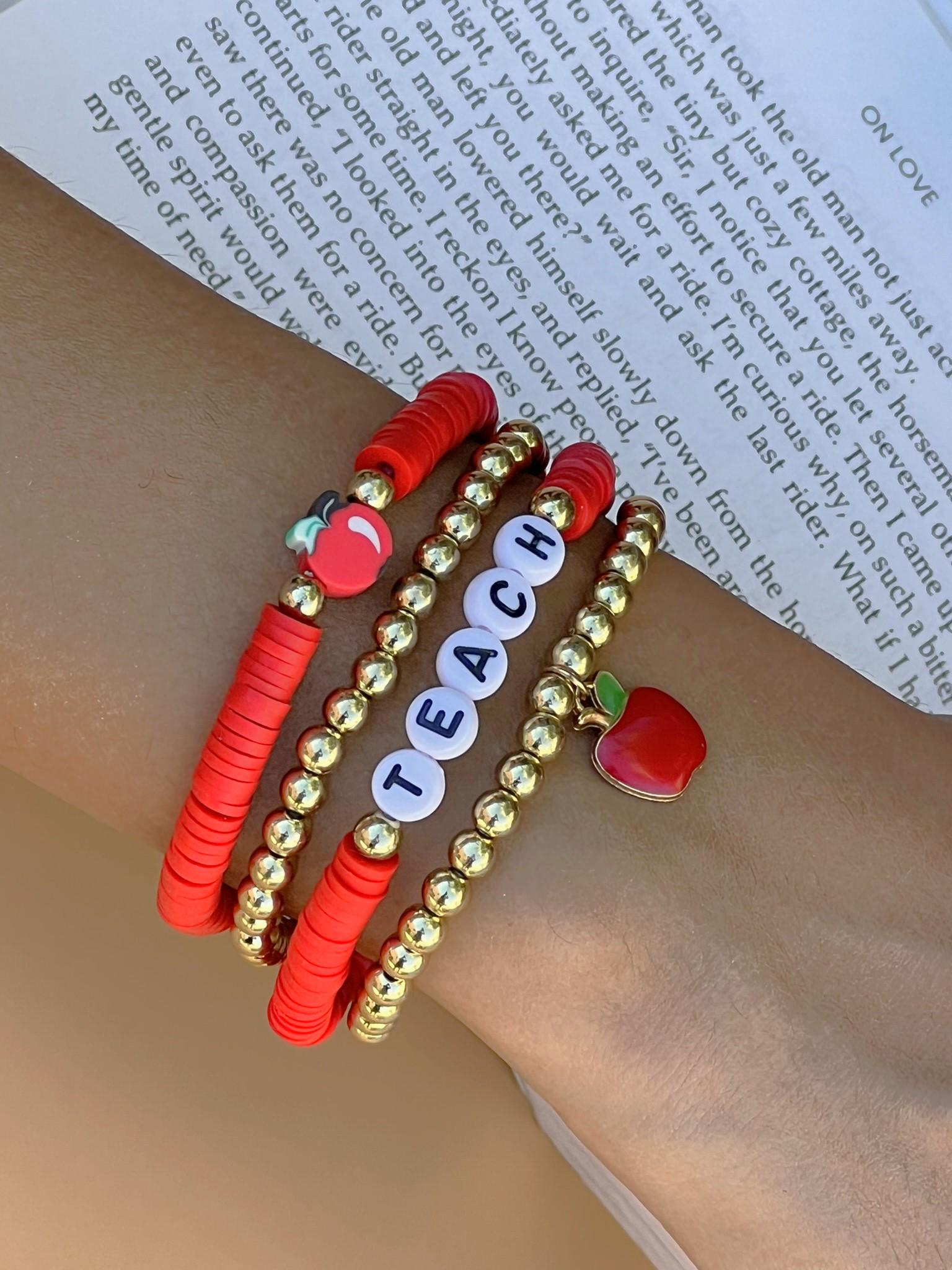 Personalized Teacher Bracelet: Beaded Name Bracelet, Back to School ...