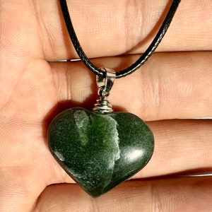 Green Jade Heart Necklace | Natural green jade pendant | Healing crystal | FREE SHIPPING