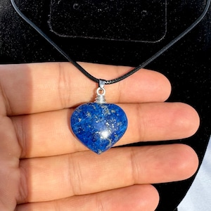 Natural Lapis Lazuli unisex necklace | heart shaped necklace | healing crystal necklace | FREE SHIPPING