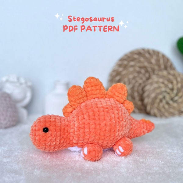 dinosaur crochet pattern, stegosaurus crochet, dinosaur plush pattern, dinosaur amigurumi, PDF crochet pattern