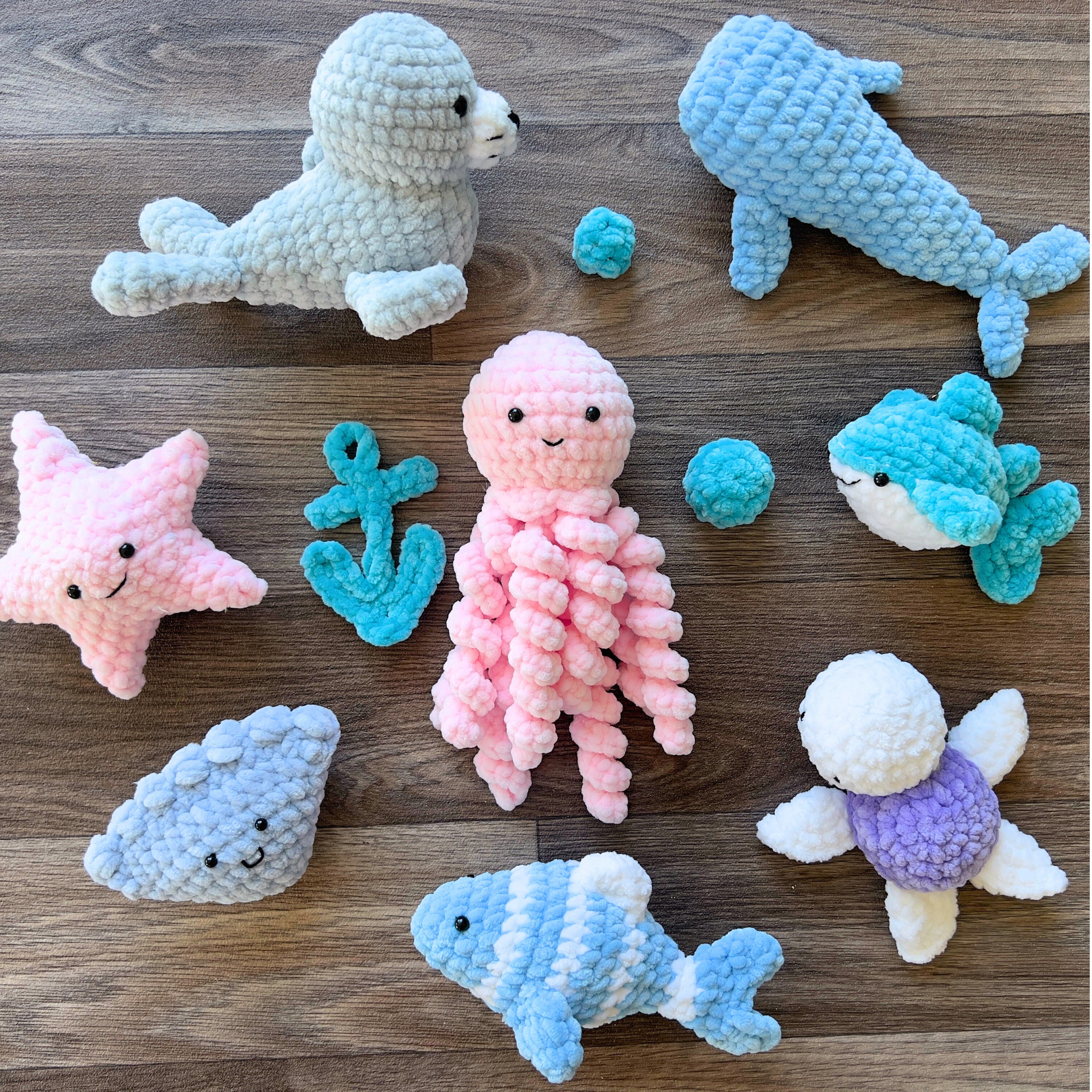 7 in 1 Bundle Crochet Patterns, Amigurumi plush pattern, Sea Animals, Beginner Amigurumi pattern, Crochet kids pattern, Octopus, Seal, Shark