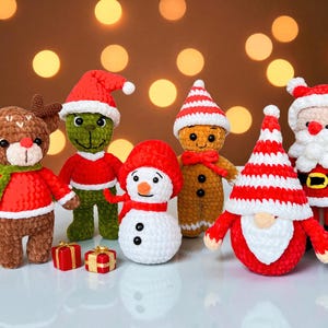 Christmas Crochet Pattern, 6in1 Crochet Pattern Bundle, Grinch Crochet, Gnome Crochet, Christmas Amigurumi, Santa Reindeer GingerBread