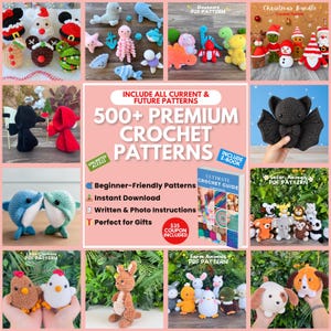 Crochet Pattern Bundle, 500+ Crochet Patterns,  Amigurumi Crochet Patterns, Christmas Crochet Pattern, No Sew Crochet Pattern, Low Sew