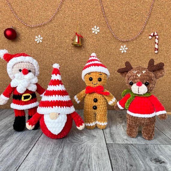 クリスマスかぎ針編みパターン、4in1 クリスマスパターン、かぎ針編み