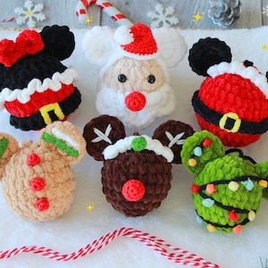 Christmas Crochet Ornaments, Christmas Crochet Pattern, 6 in 1 Crochet Ornaments, Hanging Crochet, Crochet Santa, Reindeer, PDF