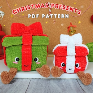 Weihnachts-Bundle 2in1 Muster, Weihnachtsgeschenke Muster, Weihnachtshäkelmuster, Geschenkbox häkeln, Amigurumi Muster, PDF Muster