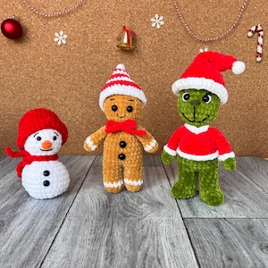 Christmas crochet pattern, Crochet Patterns, Grinch Crochet, Christmas Amigurumi, Gingerbread, Snowman Crochet, PDF patterns
