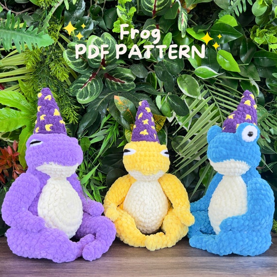 Wizard Frog Crochet Pattern, No Sew Frog Crochet, Frog Plush Pattern, Meditation Frog Amigurumi pattern, Beginner Amigurumi, PDF Pattern