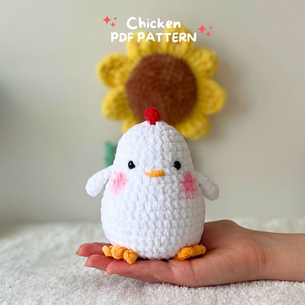 Chicken crochet pattern, chicken amigurumi, chicken pattern, plush pattern, beginner pattern, PDF crochet pattern, Farm
