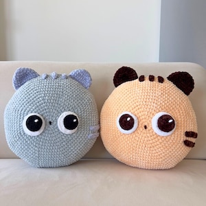 Cat Pillow, Crochet Pillow, Cat Plush Pattern, Crochet Pillow Cat, PDF English Pattern
