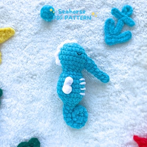 seahorse crochet pattern, sea animals pattern, ocean toys pattern, plush pattern, beginner amigurumi, gift crochet pattern
