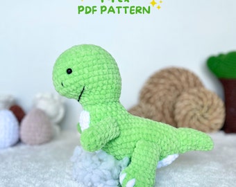 Modèle trex au crochet, modèle dinosaure au crochet, modèle dinosaure peluche, dinosaure amigurumi, modèle dinosaure, modèle PDF au crochet