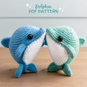 Schema all'uncinetto per delfini, schema per animali marini, amigurumi per delfini, schema per peluche di delfini, schema PDF