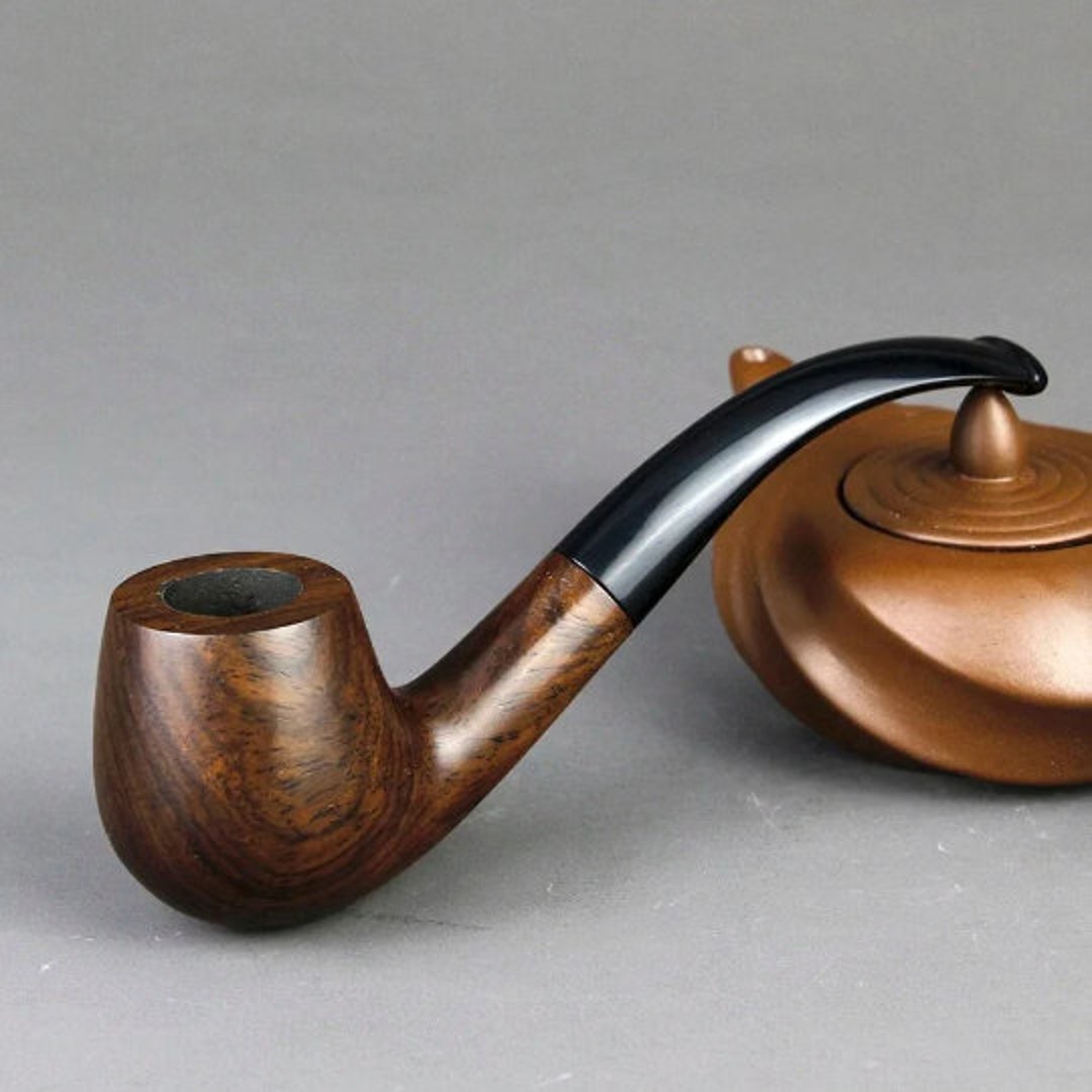 Rustic Wooden Smoking Pipe Gift Set Ebony Wood Handcrafted Free