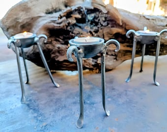 Forged Steel Tripod Cauldron Brazier: Witchcraft Altar Decor, Pack of 3
