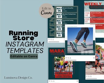 Running Store Instagram Template | Sporting Goods Store Social Media Template | Marathon and Running Training Tips Templates