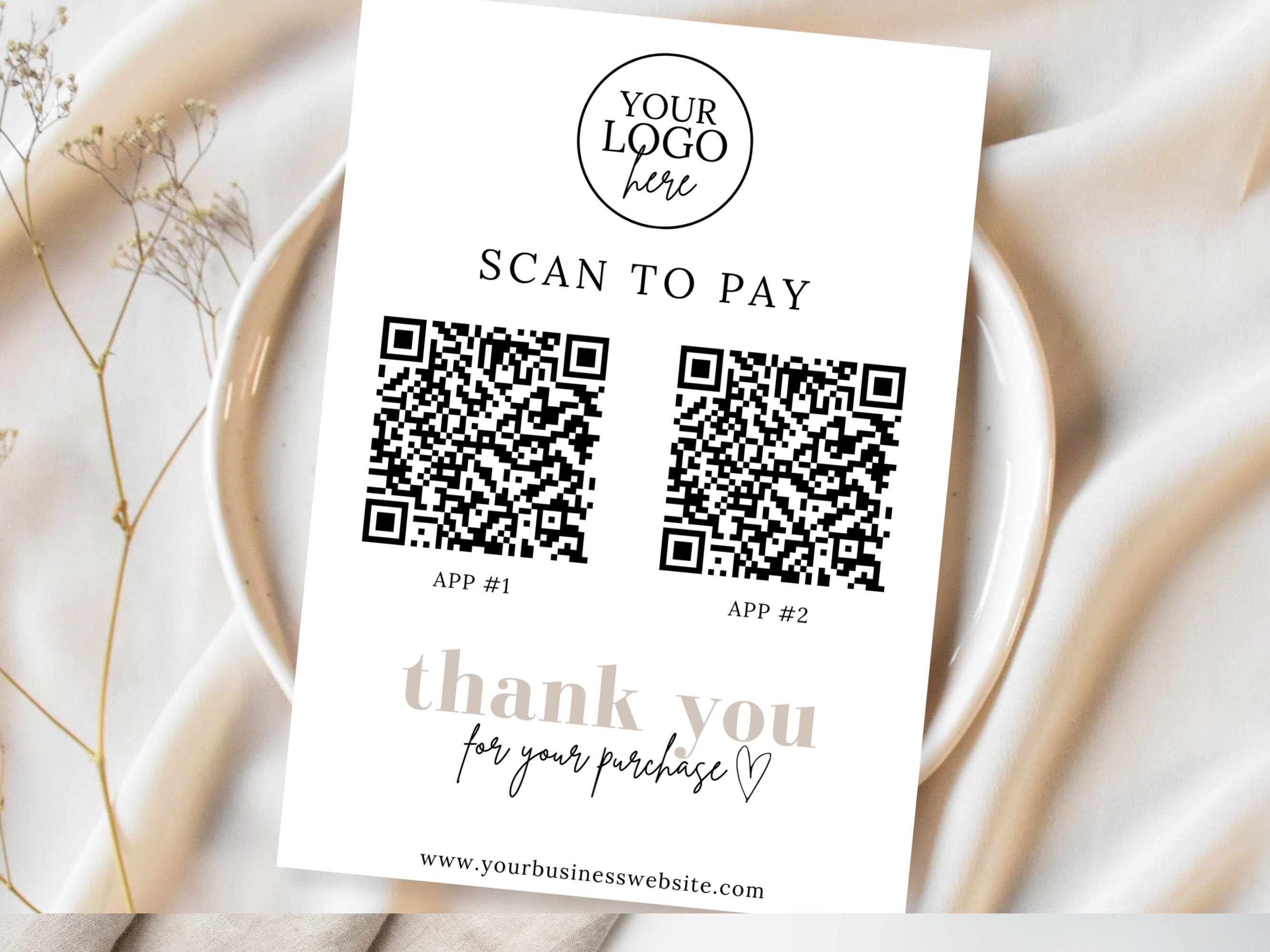 Scan to Pay QR Code Sign, Editable Canva Template, Small Business Scan ...